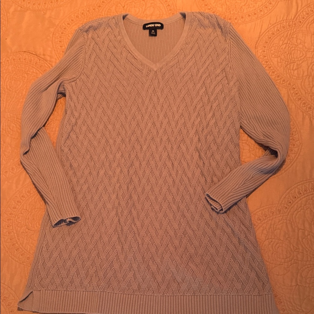 Lands' End Women's V-Neck Sweater in Lilac